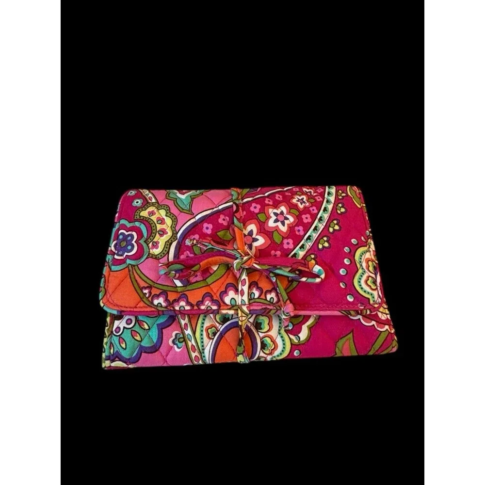 Vera Bradley Hot Pink Paisley Pattern Travel Foldable Jewelry Case Organizer
